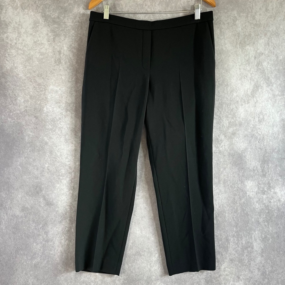 Theory Treeca Pull On Admiral Crepe Pants Womens 12 Black Tapered K0109203